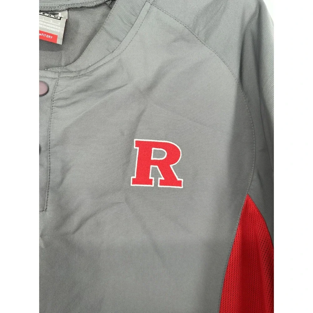 Nike Batting Jacket Short Sleeve‎ Quarter 1/4 Zip Button Rutgers Scarlet Knights